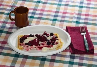 Waffle and fruit breakfast